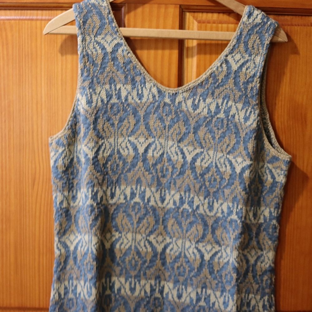 Peruvian Connection Patterned Maxi Dress in Blue and Gold - Picture 3 of 12